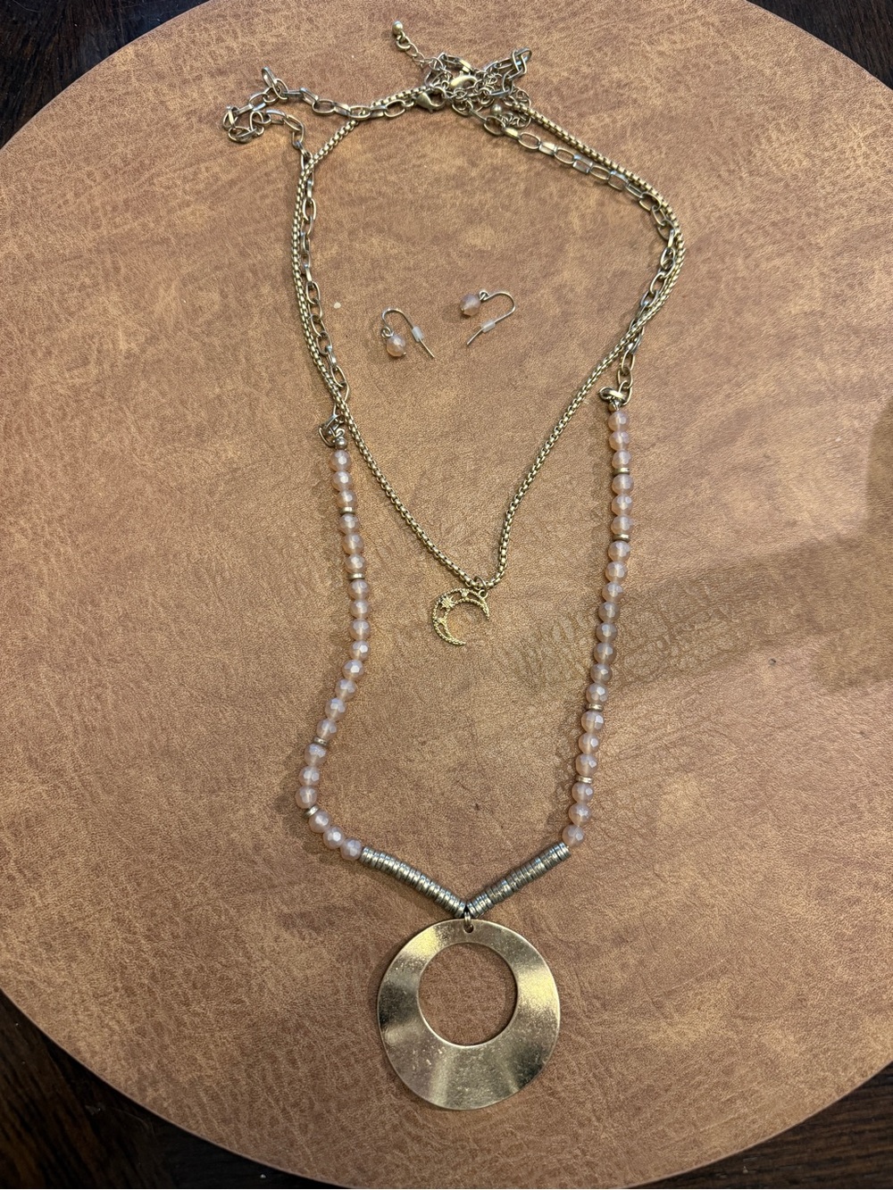 Boho Blu Necklaces and earrings set - rose gold -3 item set